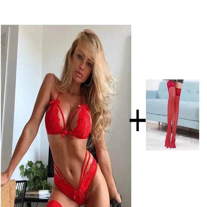 Bowknot lace lingerie set