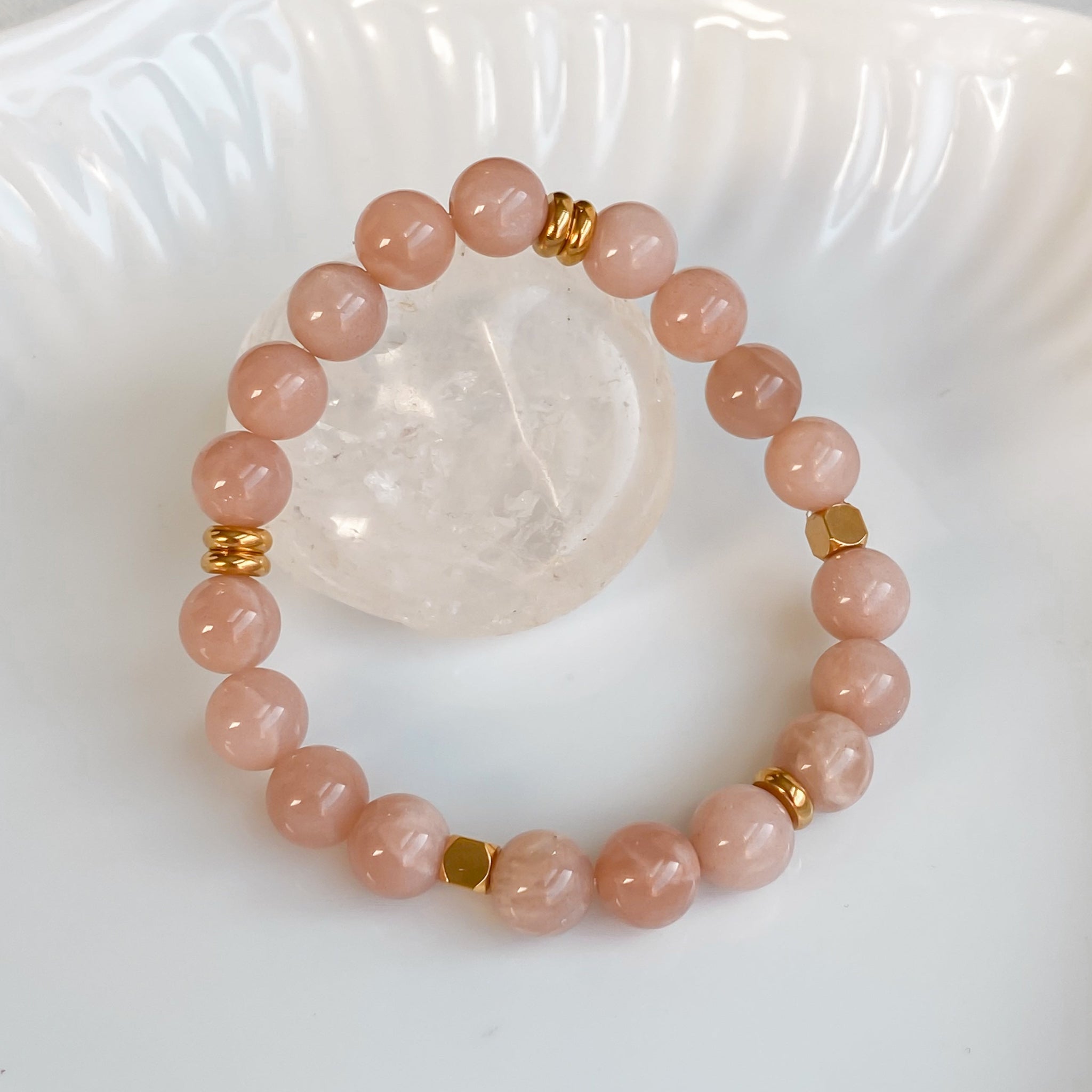 SPARKLES | Bracelet en pierre de soleil et acier inoxydable