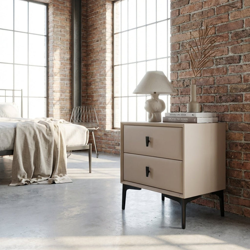 Brașov Two-Drawer Nightstand in Beige