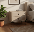 Brașov Two-Drawer Nightstand in Beige