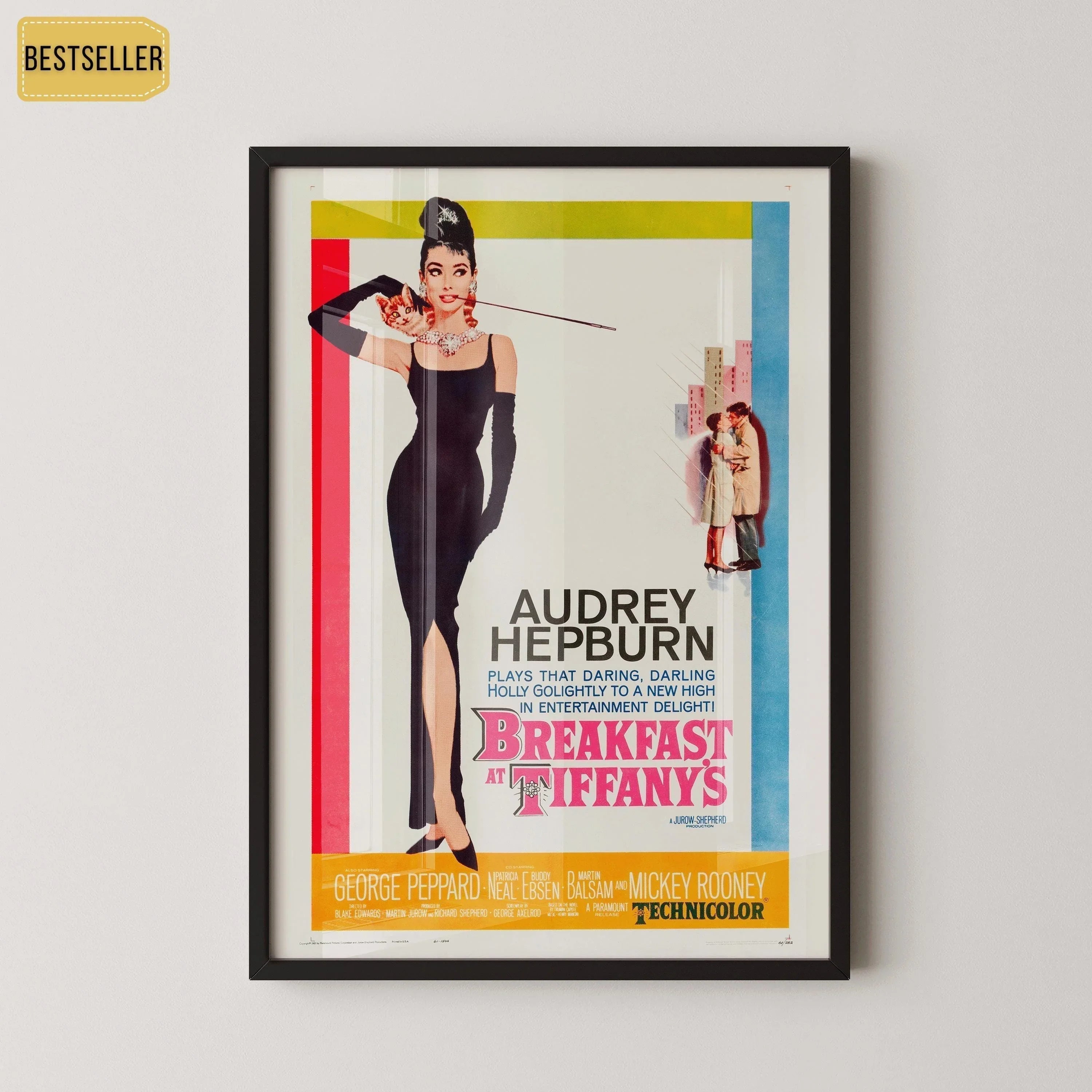 Breakfast at Tiffany's Movie Poster: Giclee Fine Art Print, Framed or Unframed