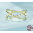 Breathtaking 14K Gold Plated X Ring - Elegant Minimalist 925 Sterling Silver Cross Ring For Women - Promise Jewelry Scr543
