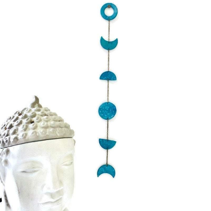 Bright Blue Moon Phase Wall Hanging for Nursery
