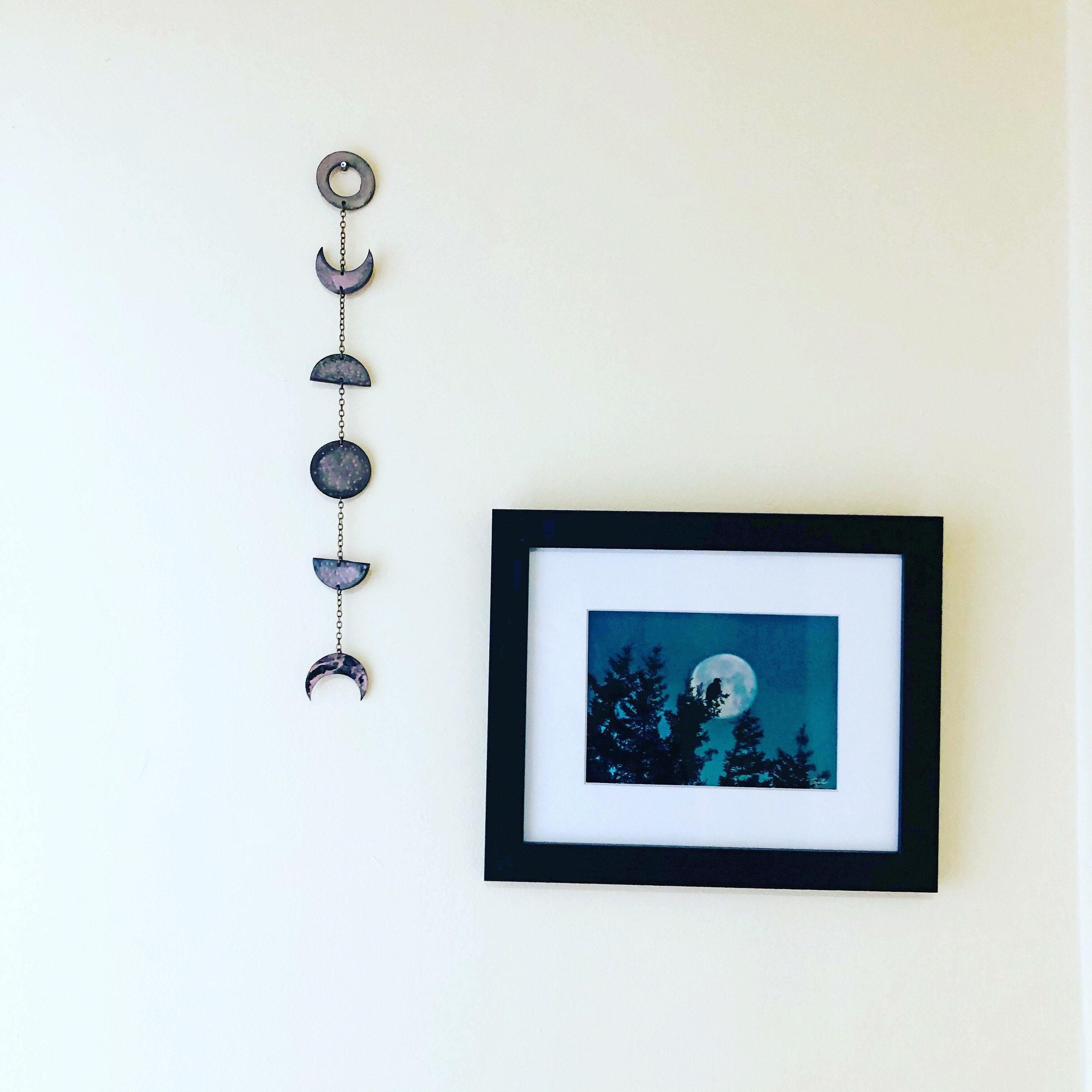 Bright Blue Moon Phase Wall Hanging for Nursery