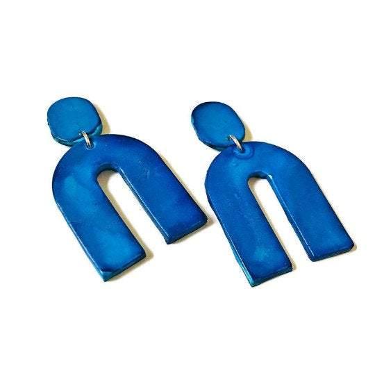 Arch Statement Earrings Handmade (Post or Clip On)- 