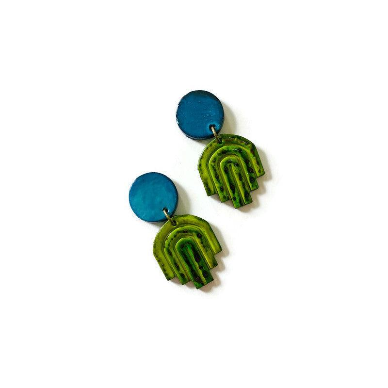 Brown & Red Art Deco Earrings