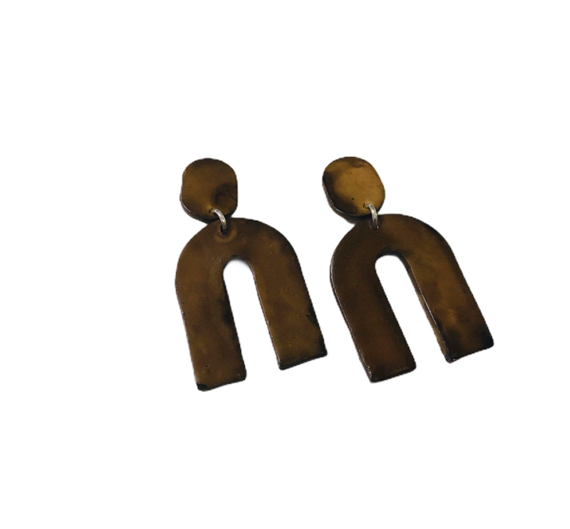 Arch Statement Earrings Handmade (Post or Clip On)- 