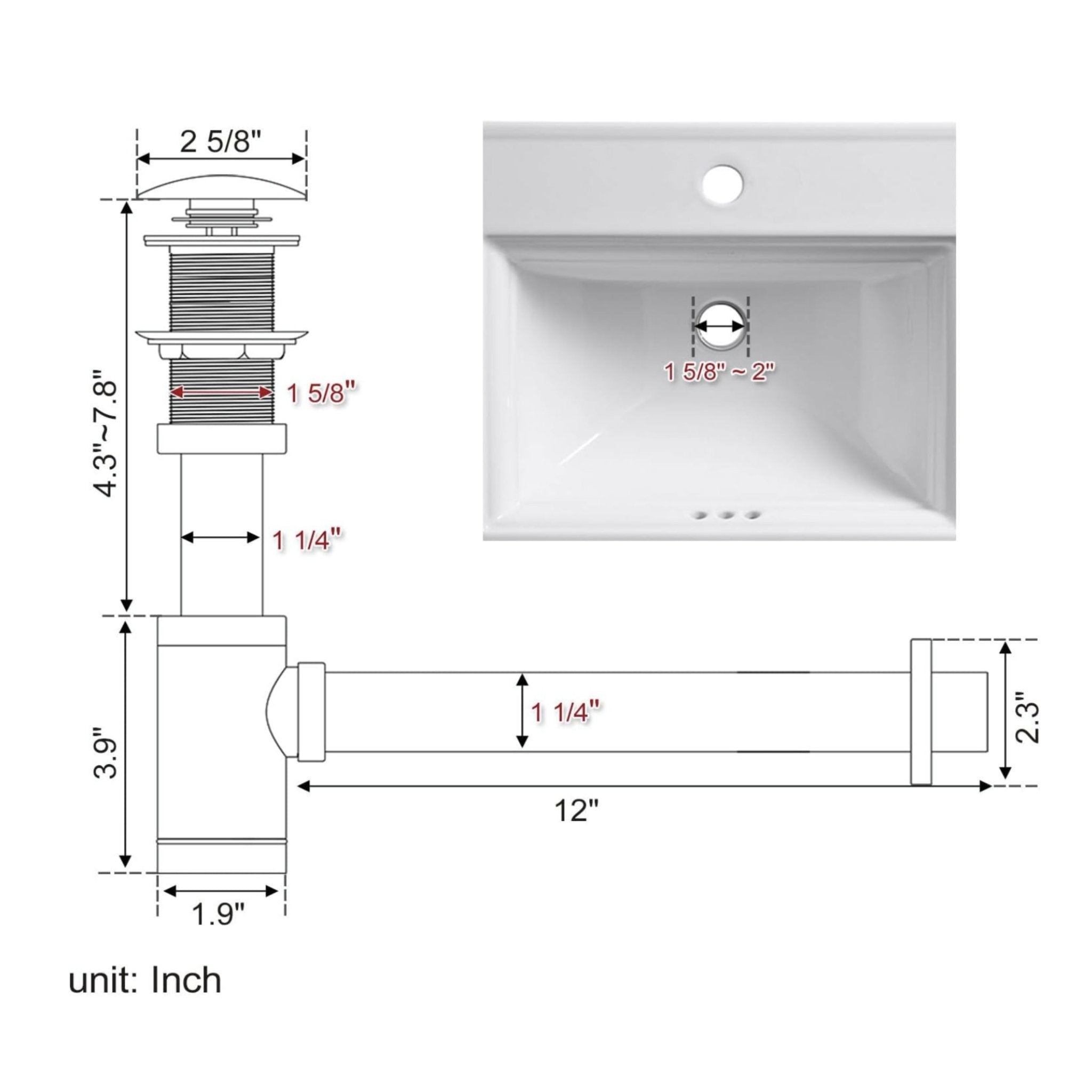 Brushed Nickel P-Trap & Pop-Up Drain Kit | No Overflow | Solid Brass & Stainless Steel