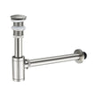 Brushed Nickel P-Trap & Pop-Up Drain Kit | No Overflow | Solid Brass & Stainless Steel