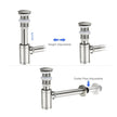 Brushed Nickel P-Trap & Pop-Up Drain Kit | No Overflow | Solid Brass & Stainless Steel