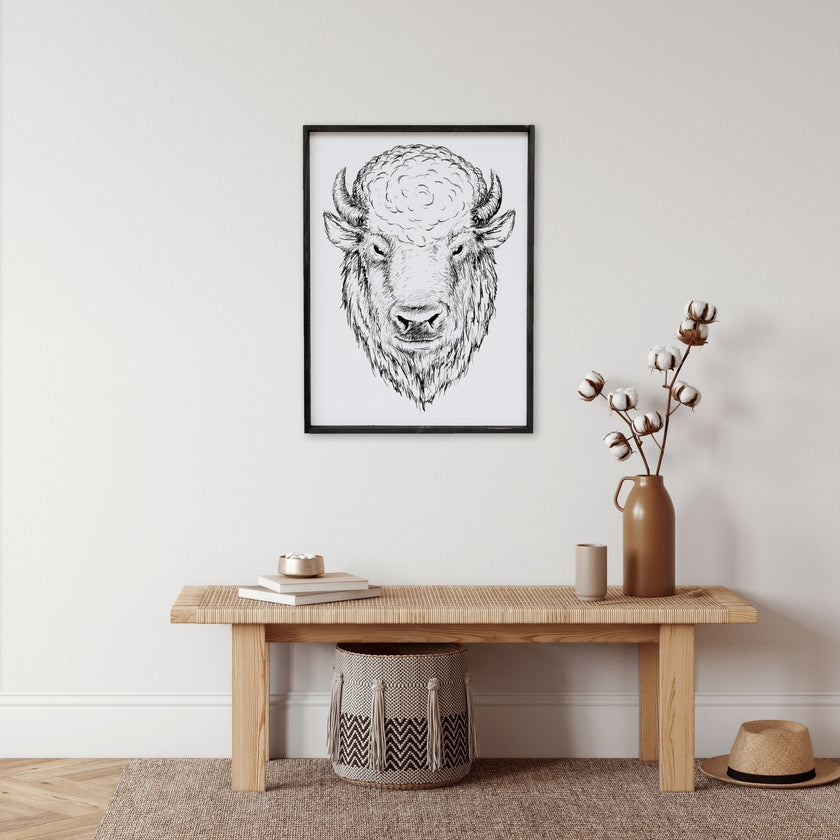 Buffalo Head (Earl) Wood Sign
