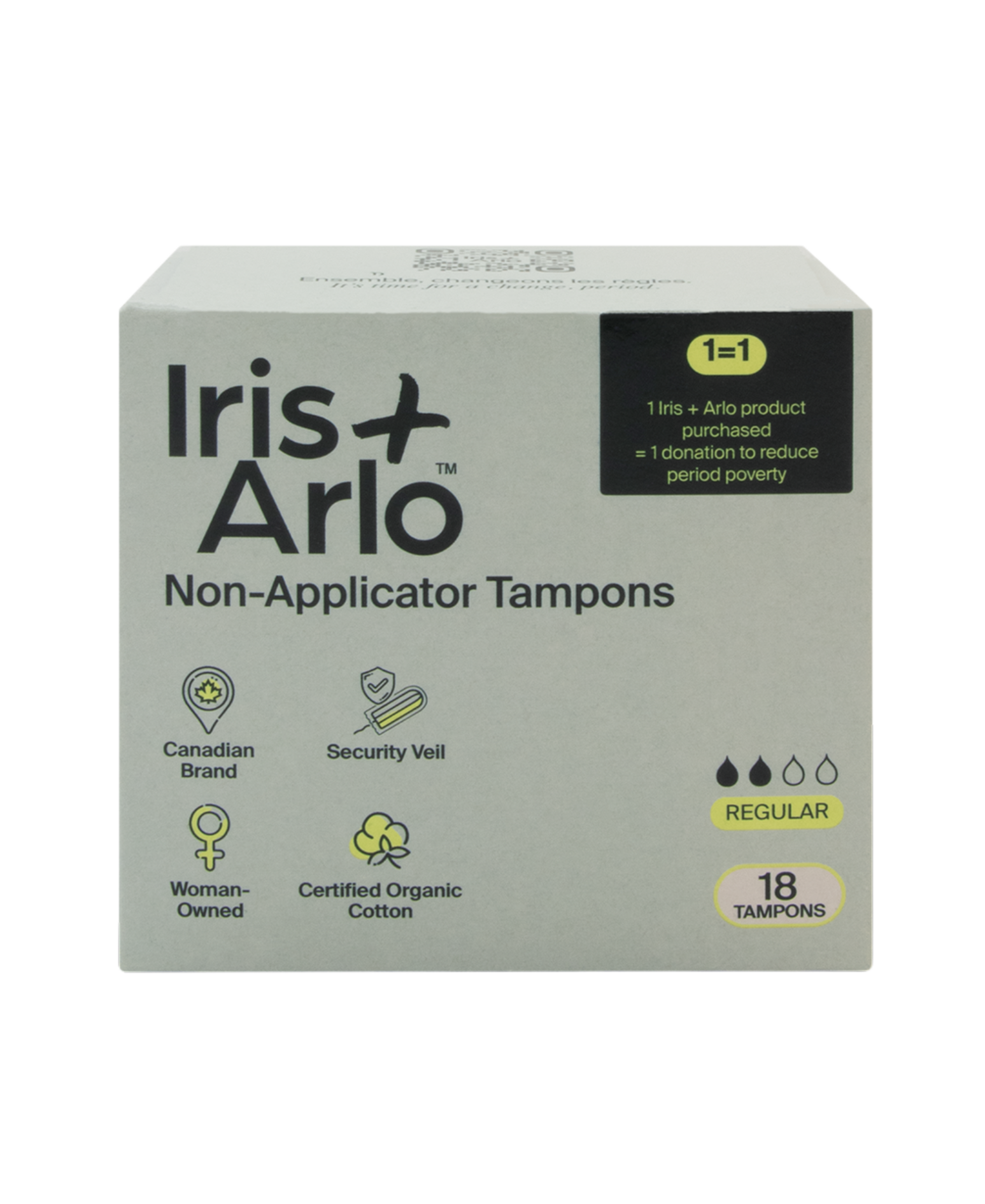 Iris + Arlo - Non-Applicator Tampons, reg - 100% Organic Cotton