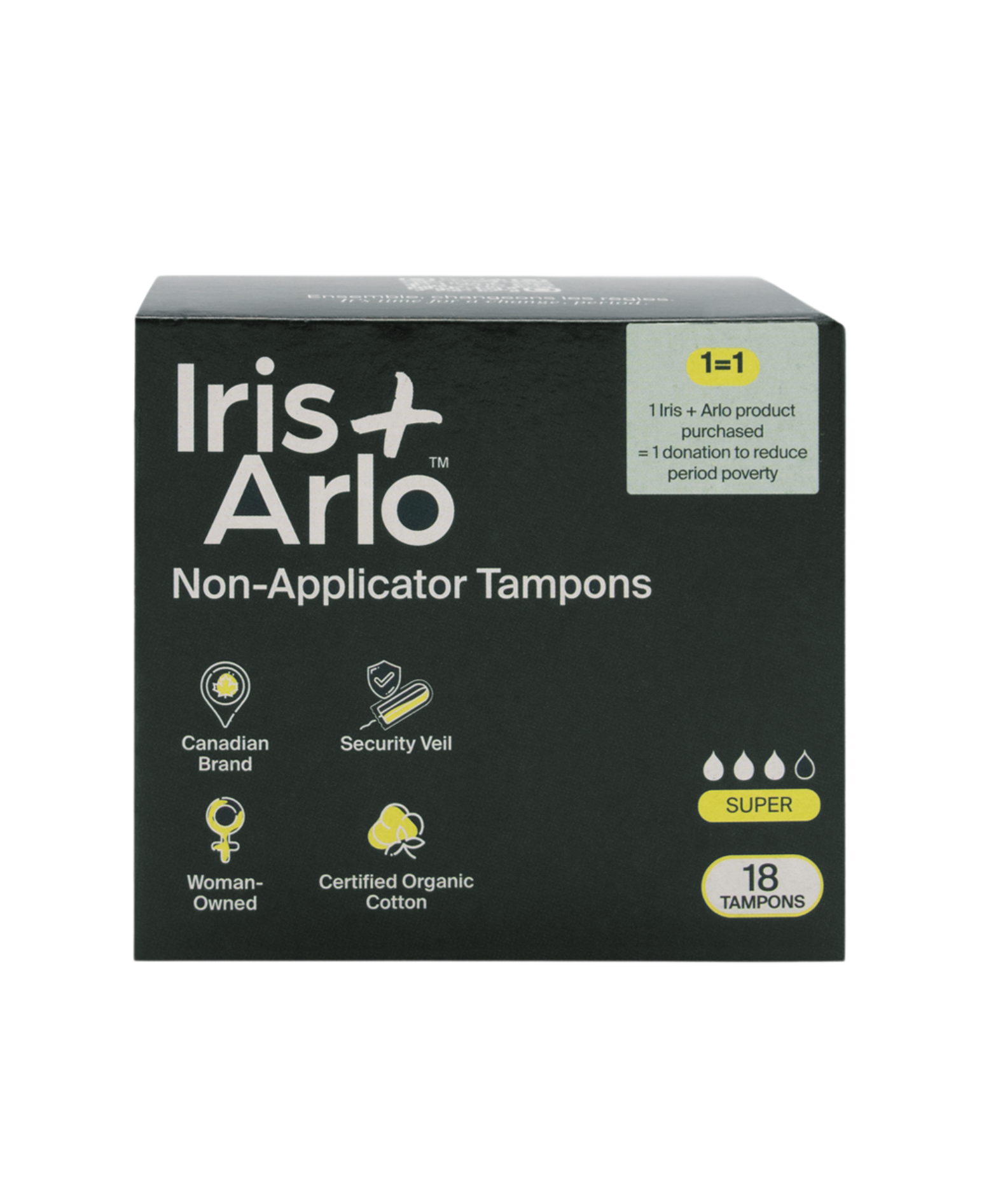 Iris + Arlo - Non-Applicator Tampons, super - 100% Organic Cotton