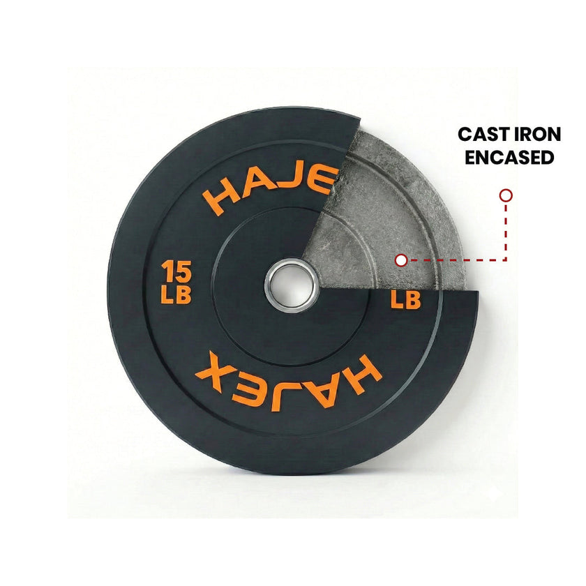 HAJEX Olympic Bumper Weight Plates - 10, 15, 25, 35, 45, 55 LB