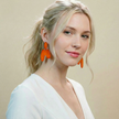 Red Asymmetric Arch Earrings Post or Clip On- 