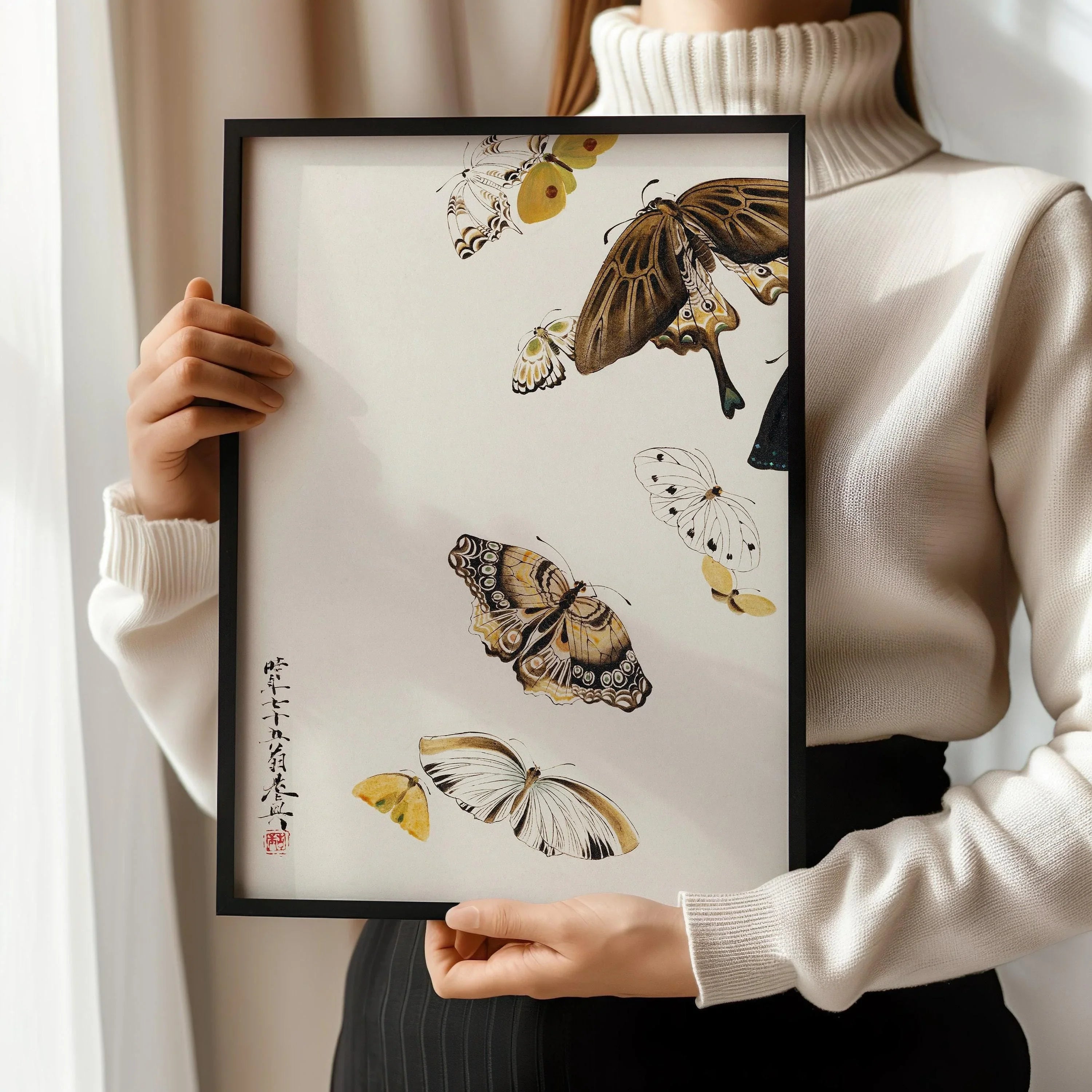 Butterfly Giclee Print: Vintage Japanese Woodblock Art