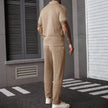 Men's Zip-Up Polo Shirt and Pants Two-Piece Set