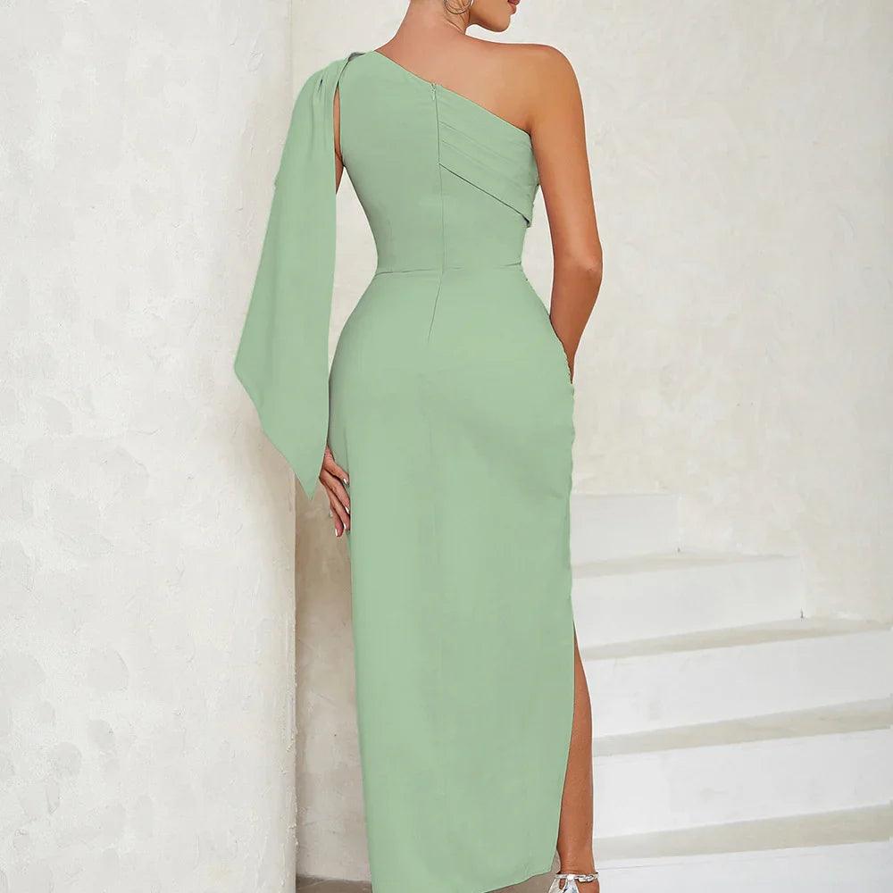 Women's Simple One-shoulder Sleeveless Party Dinner Dress
