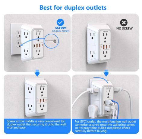 6-Outlet Power Strip with 4 USB Ports – Wall Socket Charger
