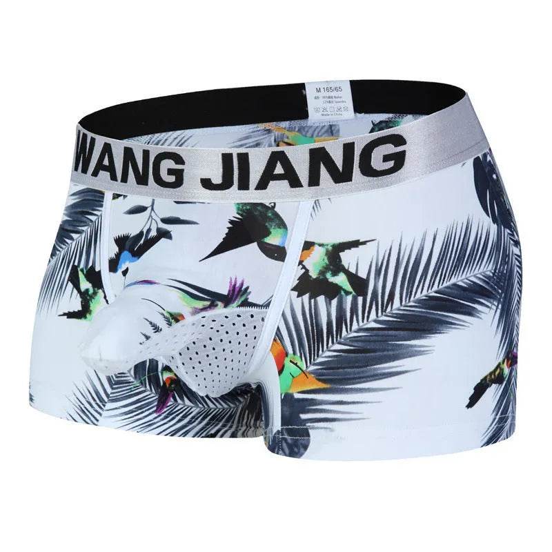 Silk Breathable Mesh Floral Ball sack Brief Boxers with Pouch Underwear