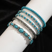 Turquoise Beaded Bow Bracelet Set for Women – 5-Piece Vintage Boho Stack