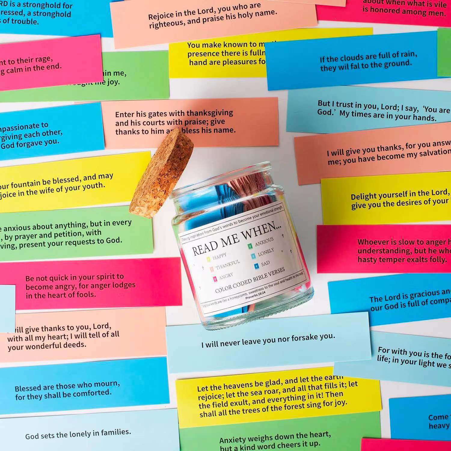 Bible Verses In A Jar – 90 Scripture Cards Glass Jar (Colours A, B, C)