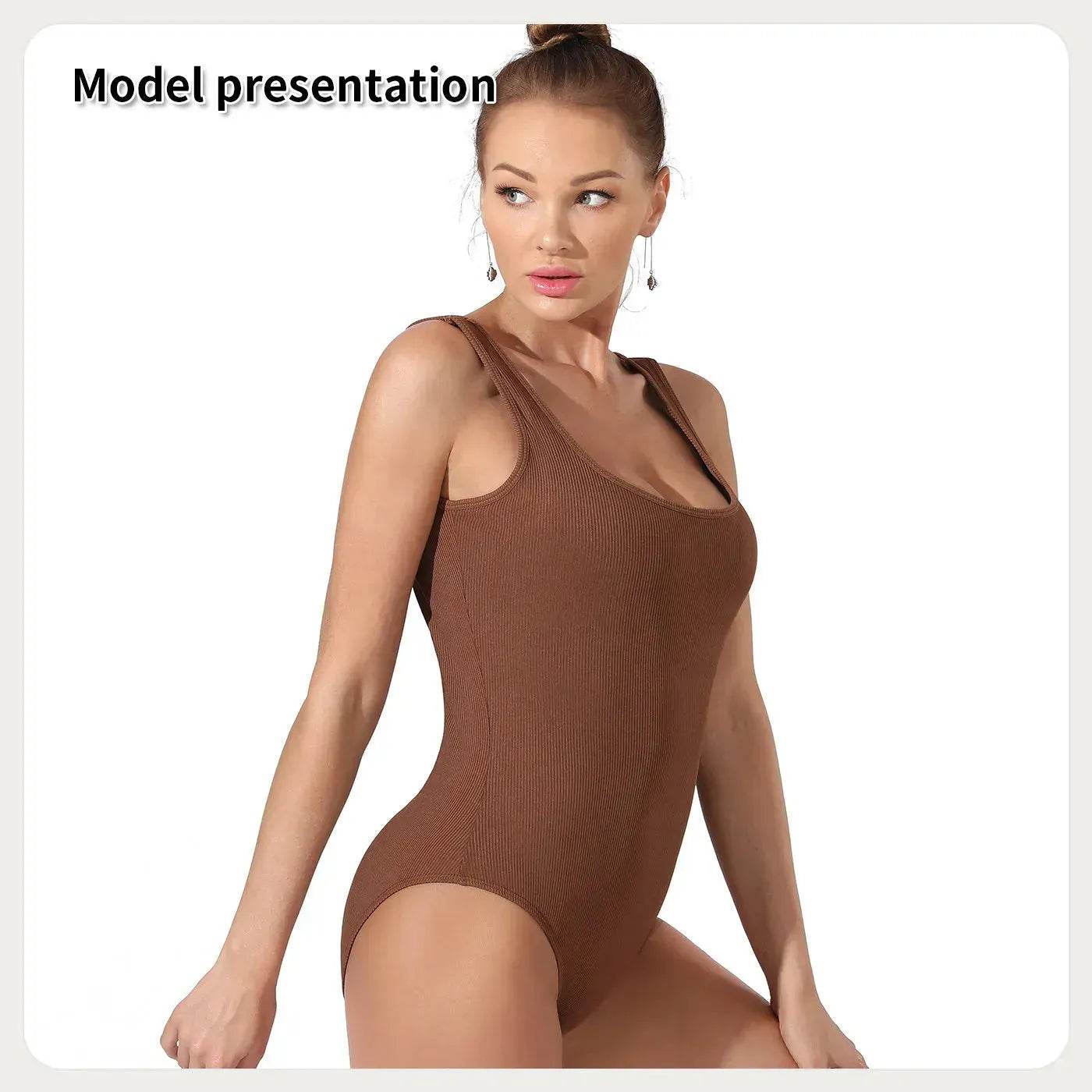 One piece Full body shaper Sleeveless Square neckline Bodysuit