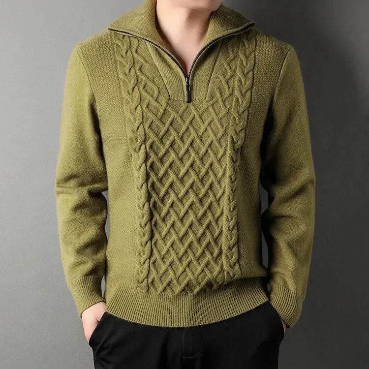 Men's Winter Fashion Half Zip Slim fit Knitted Woolen Pullover Sweater