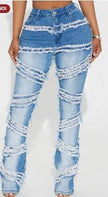 Making A Point Stretch Fray Flare Jeans - Medium Wash