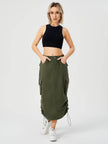 Women Casual Street wear High waisted Pencil Midi Cargo Skirt