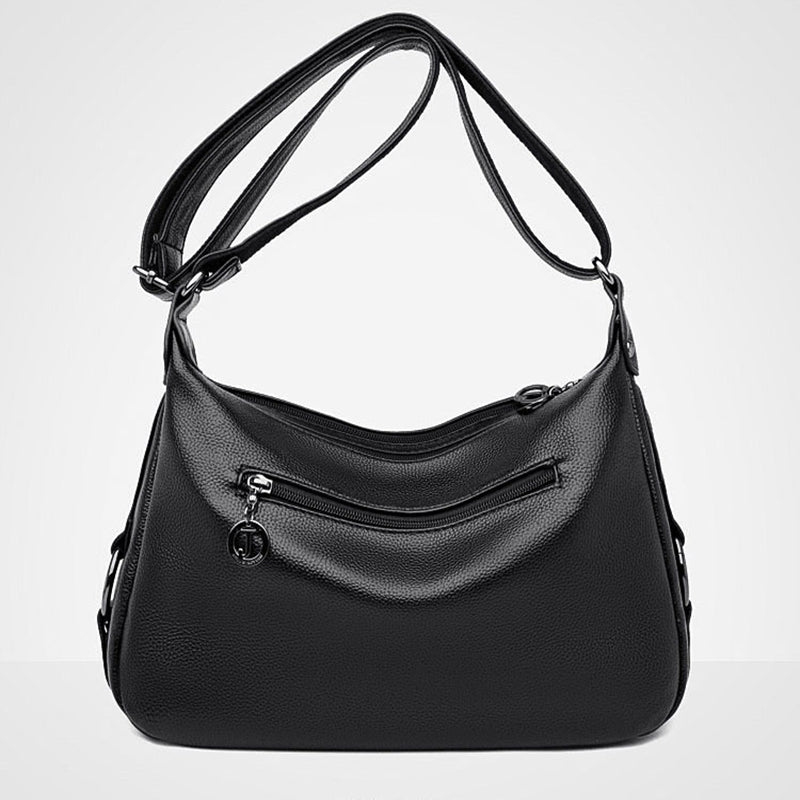 Women's Multi-Pocket PU Leather Shoulder Bag – Large Capacity Crossbody Hobo