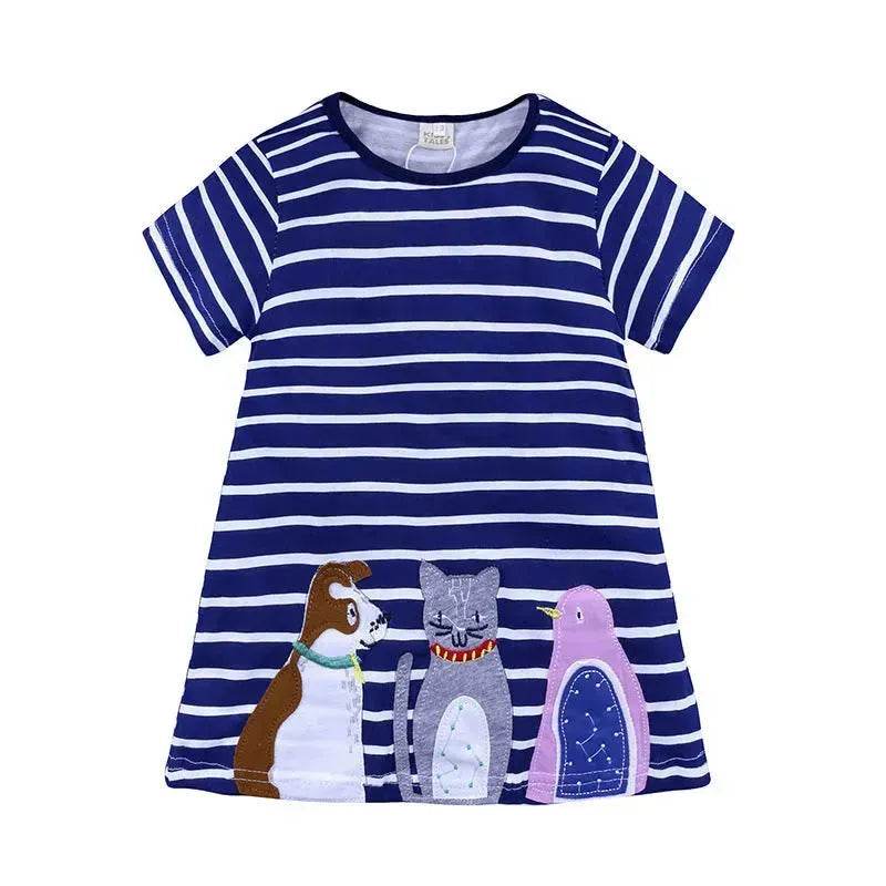 Casual Girls' Skirt gown  Cartoon Printed Cotton Dress for kids