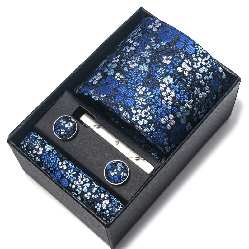 Men's Jacquard Woven Formal Tie Set – Rayon Arrow Necktie with Handkerchief, Tie Clip & Cufflinks | Canada & USA