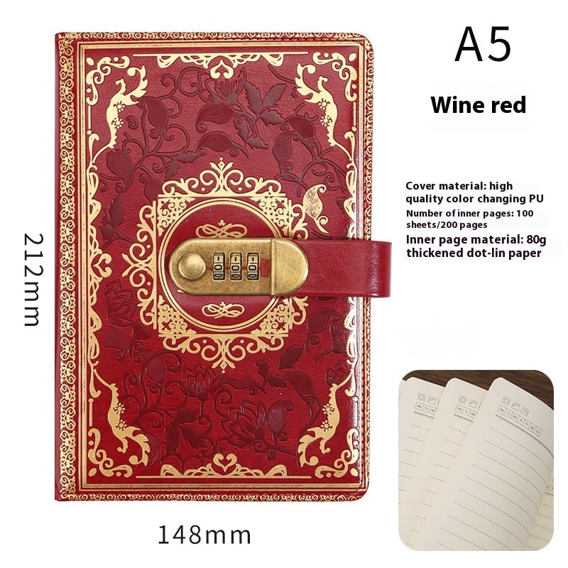 A5 Vintage Password Diary With Lock – Imitation Leather Journal