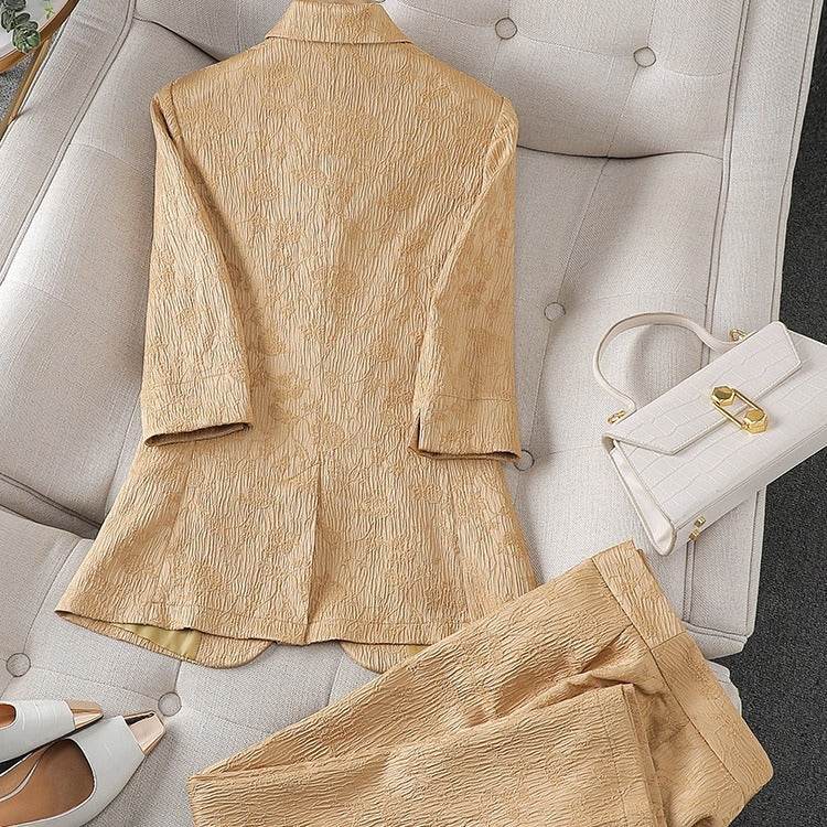 Half Sleeve Blazer And Pant Suit Ladies Women Female Jacket pant suit for women