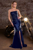 Stretch satin with intricate