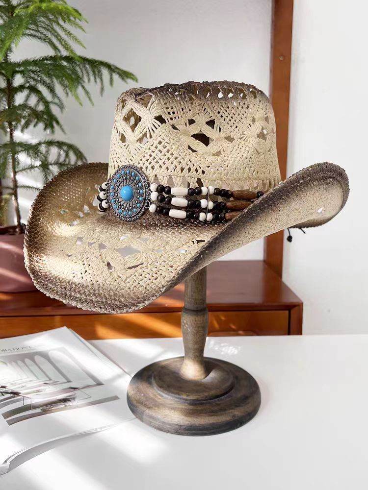 Summer Outdoor Ethnic Style Felt and Straw Cowboy Hat
