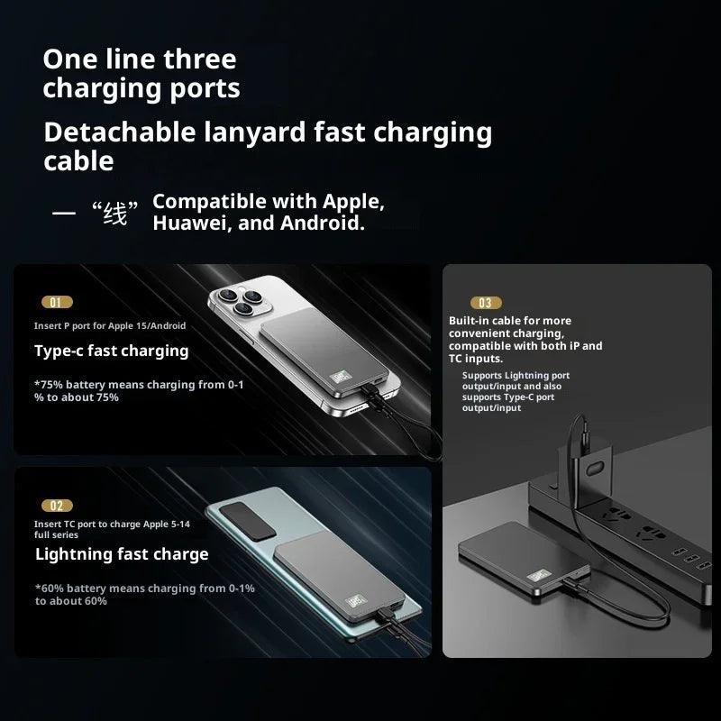 Ultra-thin Fast Charging Magnetic Power Bank With Built-in Cable