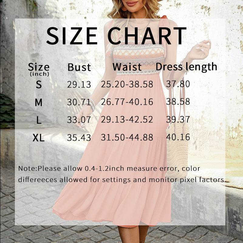 Casual Summer Dress Sleeveless Midi Boho Beach Dress Square Neck Flowy Sundress