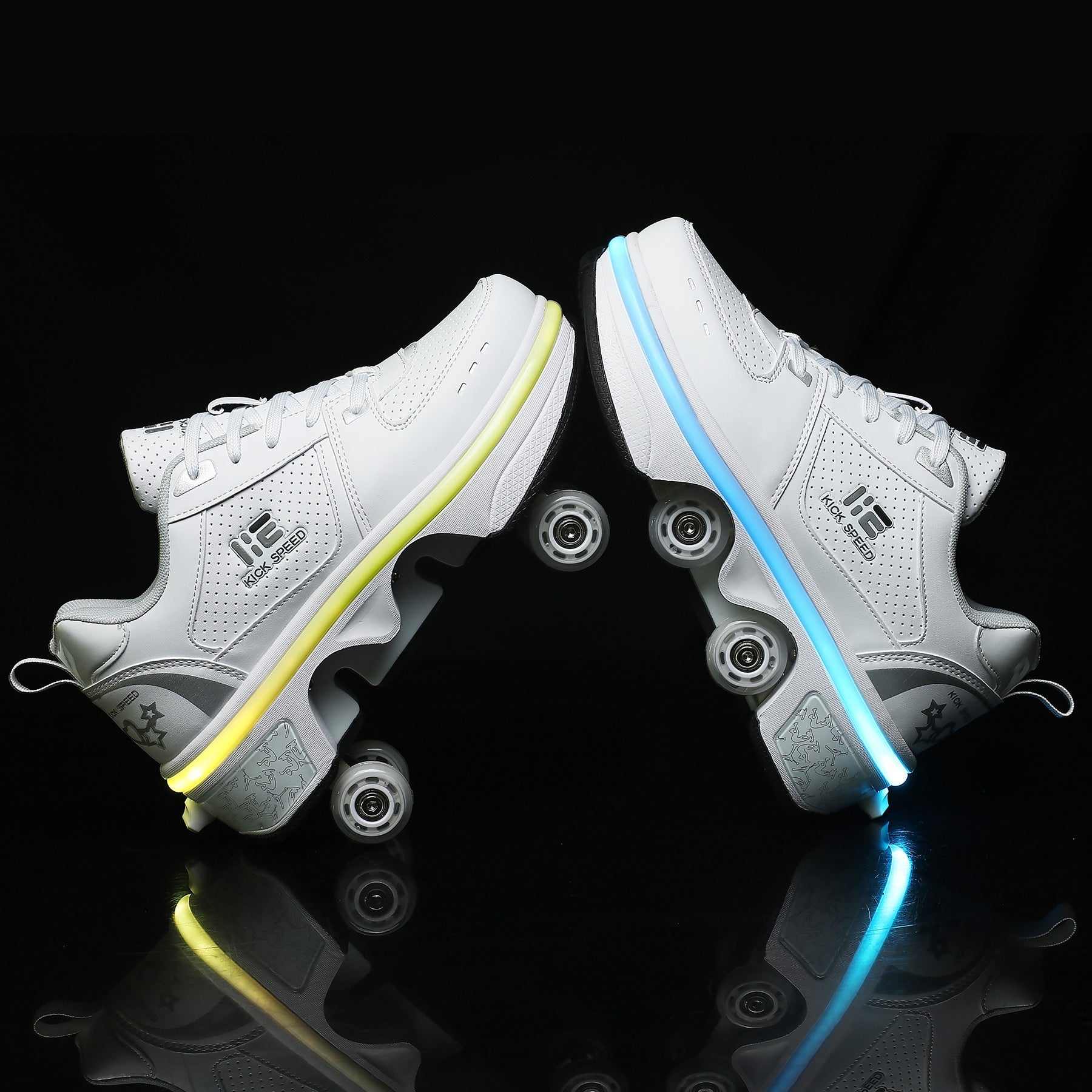 Four Wheel Rampage LED Roller Skate Shoes – 7-Color Atmosphere Breathing Light