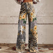 Graphic Printed Pants for Women – Stretch Denim Look Casual Trousers