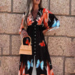 Summer Casual Vacation Style V-Neck Printed Dress