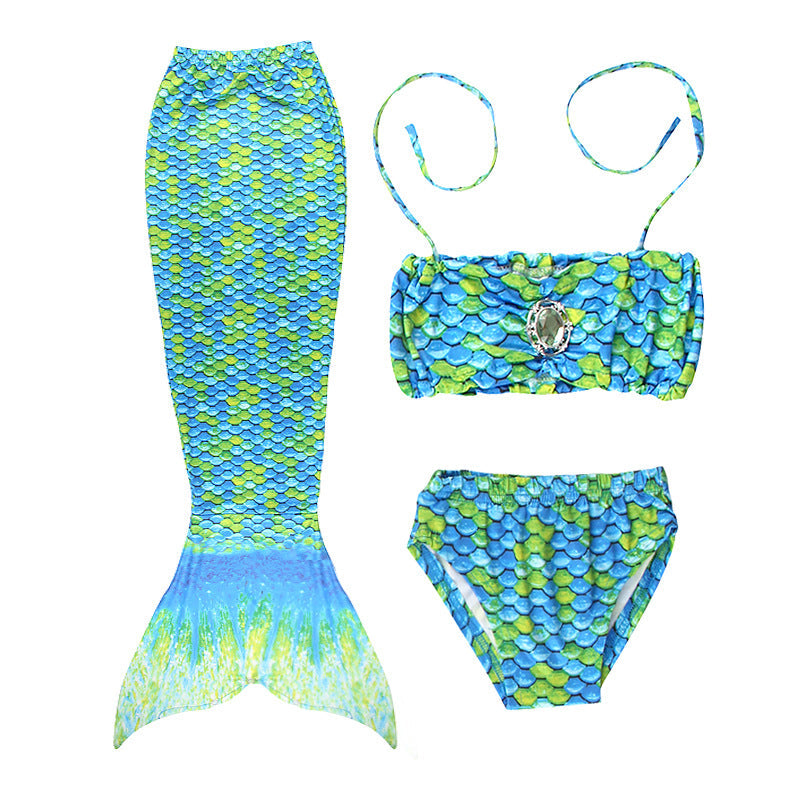 Girls Mermaid Bikini Set for Kids – 3-Piece Swimsuit with Skirt, Panties & Bra (Ages 3–8)