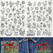 50pcs Water Soluble Stick and Stitch Embroidery Patterns stickers for Clothes