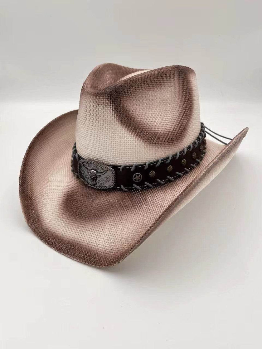 Summer Outdoor Ethnic Style Felt and Straw Cowboy Hat