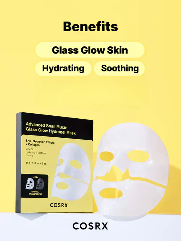 COSRX Advanced Snail Mucin Glass Glow Hydrogel Mask 35g - 1 BOX 3 PCS