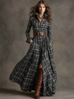 Large Size Women's Clothing French Retro Grid Slim Irregular Dress