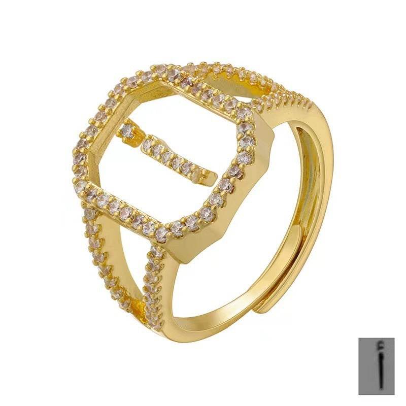 Fashion Micro Inlaid Zircon Arab Letters Ring for women