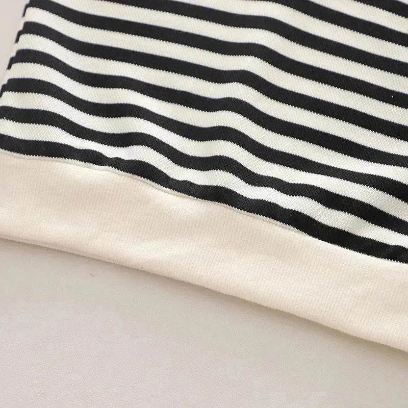 Casual Letter Stripes Loose Round Neck Boys' Long Sleeve Sweater Suit Two piece for boys