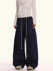 Loose Waist Stitching Small Skirt Baggy Jeans Pant For Men And Women